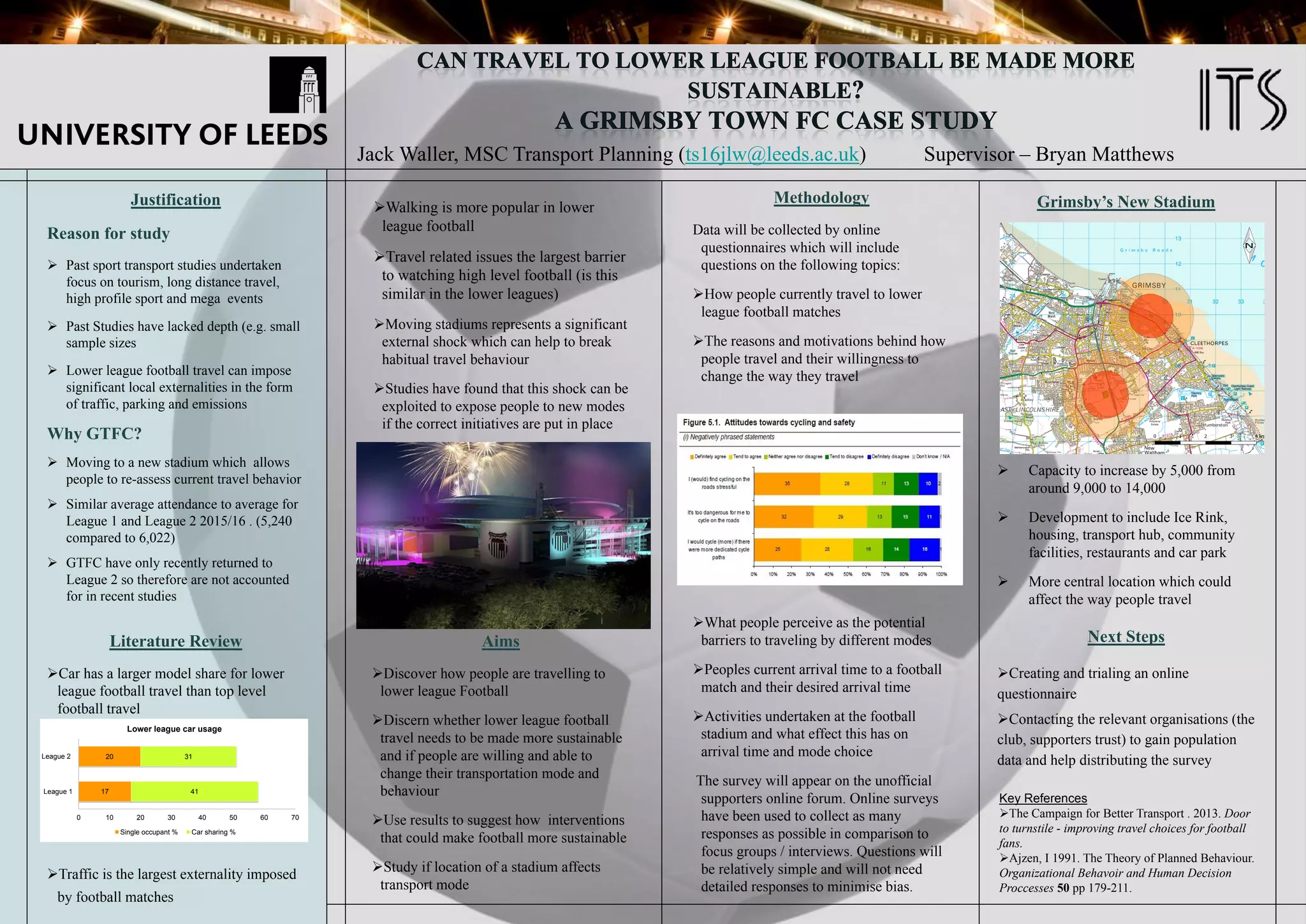 Informal Public Transport Operations
• Low service levels - services are generally viewed as disorderly and
unreliable. Vehicles are old, badly maintained and of low capacity.
• Long waiting time. Unscheduled services. Vehicles board and alight
anywhere which cause increased traffic.
• Poor quality terminals and bus stops.
• Limited Government Regulation. Market Controlled by Unions.
• High rates of collision and accidents: 1,800 deaths and 14,500 injuries
annually in Ghana.
Jedd Carlo F. Ugay | Dr. Jeffrey Turner (Supervisor)
Institute for Transport Studies, Leeds
References
Cervero, R., 2000. Informal transport in the developing world. UN-HABITAT.
Cervero, R. and Golub, A., 2007. Informal transport: A global perspective. Transport policy,
14(6), pp.445-457.
Dimitriou, H.T. and Gakenheimer, R. eds., 2011. Urban transport in the developing world: A
handbook of policy and practice. Edward Elgar Publishing.
Fox, H., 2000. World Bank urban transport strategy review–Mass rapid transit in developing
countries. Final Report, World Bank, Washington, DC.
Japan International Cooperation Agency, 2014. Roadmap for Transport Infrastructure
Development for Metro Manila and its Surrounding Areas. National Economic
Development Authority, Republic of the Philippines.
Kumar, A. and Barrett, F., 2008. Stuck in traffic: Urban transport in Africa. Africa
Infrastructure Country Diagnostic, 44980.
Kwakye, E.A. and Fouracre, P.R., 1998. Urban transport policy reform in Ghana. In CODATU
VIII Conference, Cape Town (pp. 21-25).
Pirie, G., 2014. Transport pressures in urban Africa: Practices, policies, perspectives. Africa’s
urban revolution, p.133.
Poku-Boansi, M. and Adarkwa, K.K., 2011. An analysis of the supply of urban public transport
services in Kumasi, Ghana. Journal of Sustainable Development in Africa, 13(2), pp.28-40.
Takyi, I.K., 1990. An evaluation of jitney systems in developing countries. Transportation
Quarterly.
Introduction
In developing countries, the informal transport
sector arises when the government fails to
provide the infrastructure/capacity needed to
meet transport demand. The informal sector
finds business opportunity in the underserved
transport demand, and attempts to bridge the gap
between what the government failed to provide
and what society actually needs. These informal
service providers often operate outside
government regulation, but still continue to exist
because they fill a society's needs.
Current
Transport
Network/
Infrastruct
ure
Informal
Sector
Desired
Transport
Network/
Infrastruct
ure
Objectives
1. Study current literature about how
developing countries tried to include the
informal transport sector as part of long-term
transport solutions. Compare the difference
in effectiveness of various solutions.
2. Find a socially sustainable role for the
informal transport sector in the Philippines
within an urban development framework.
Methodology and Research Questions
This paper will mainly gather secondary information regarding the informal
transportation sector in developing countries and will try to find out the key
points that are common/shared among various literatures. This paper will
investigate the reasons for the difference in effectiveness of various
solutions/projects implemented. Based on the gathered literature and data (from
the Philippines and from other countries), this paper will try to find the best
practices and try to apply them locally to the Philippine context.
1. Review of informal transport sector in developing countries—What is the state
of (inadequacy of) transport infrastructure? Why and how does the informal
transport arise and grow?
2. What is the status of Operations and Livelihood/Market of Informal Transport
Sector in different developing countries?
3. What are the differences in service levels between the formal and informal
sector?
4. What are the challenges faced?
5. What are the different “solutions” done regarding the informal sector? Which
are successful and not successful?
6. What is the Philippine informal transport history and context? How can best
practices be applied locally in the Philippine context?
Literature
Review
Gathering
and
Analysis of
Secondary
Data
Collection
of
Philippine
Literature
and Data
Results
and
Findings
Conclusion
/Recomme
ndations
Metro Manila at a Glance
• Area: 620 km2
• Population: 11.9 million
• Density: 191 persons/ha
Population Density of Asian
Cities
• Seoul: 170 person/ha
• Tokyo: 131 person/ha
• Jakarta: 131 person/ha
• Shanghai: 124 person/ha
Trotro (Ghana)
Jeepney (Philippines)Tricycle (Philippines)
UV Express (Philippines)
Quick Overview
• The government views the informal sector negatively because they are
band-aid solutions and not long-term optimal solutions, unlike mass
public transport such as rail and BRTs.
• Commuters view them as convenient and necessary because they often
provide faster, flexible, reliable, and more convenient services than the
current public transport system.
• Around 80% of total passenger trips in cities in developing countries are
served by informal transport. It is the transport mode of the poor.
• Livelihood in this sector is significant; it employs many of the
uneducated/unskilled as drivers, conductors, & barkers/station masters.
 