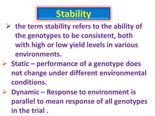 use of ammi model for stability analysis of crop. | PPTX