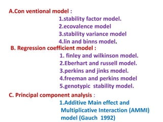 use of ammi model for stability analysis of crop. | PPTX