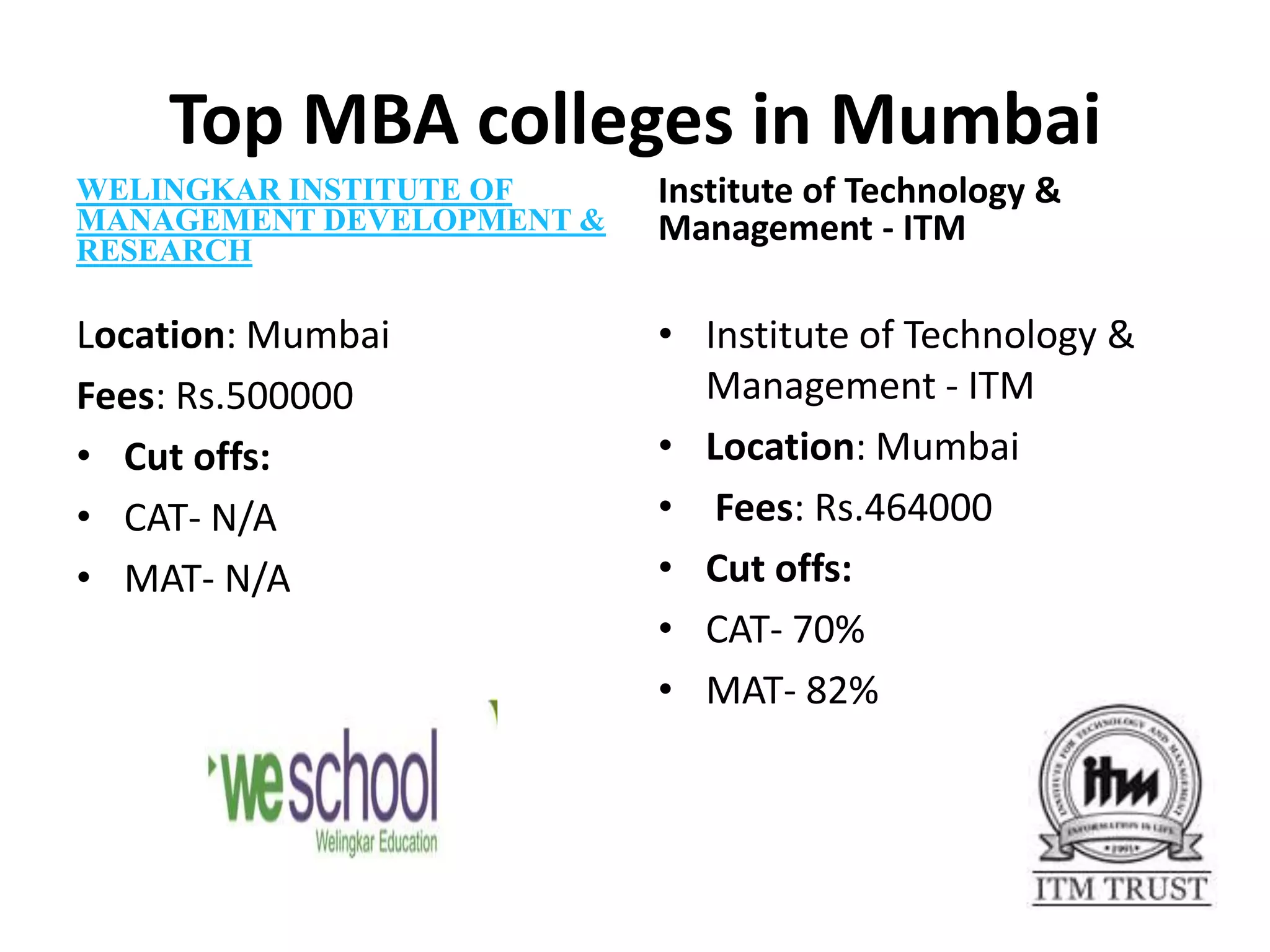 In BriefShort list the Institutions Courses in various modes are offered by premier Institutions like the IIMs, Management schools of IITs, S.P. Jain Mumbai, MDI, Gurgaon, NITIE Bombay, XLRI Jamshedpur, XIM Bhubaneswar, BIM Trichy, LIBA Chennai, XIME Bangalore, Goa Institute of Management, FMS Delhi and by various Universities. It is important to shortlist the intended schools and students must plan out in advance about which exams they would like to take up seriously. Thus, preparation can be focused and one need not spend unnecessarily in application forms and admission tests.Select the modeMBA India is normally offered in the following four modes:·        Full-time·        Part-time·        Distance Learning·        ExecutiveChoose as per your convenience, desired outcomes and that suit your pocket