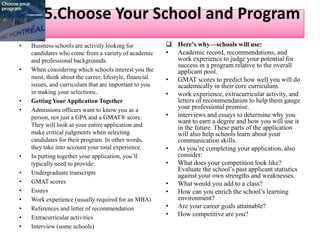 Be proactive-Student interaction is an important part of the MBA education. Show that you'll be a valuable member of the learning community.