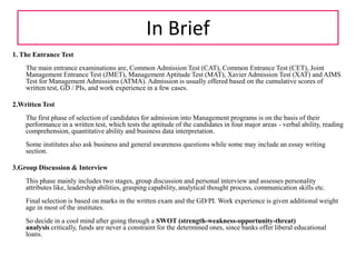 Common Admission Test (CAT) 2010The Indian Institutes of Management will conduct Common Admission Test (CAT) from CAT 2010 will be held in a 20 day window, between October 27 and November 23, 2010 . CAT is conducted by IIMs as a pre-requisite for admission to various management programmes of IIMs. These programmes area. Post Graduate Programmes in Management• IIM Ahmedabad PGP, PGP-ABM and PGP-PMP• IIM Bangalore PGP, PGSEM and PGPPM• IIM Calcutta PGP-PGDM and PGP-PGDCM• IIM Indore PGP and EPGP• IIM Kozhikode PGP• IIM Lucknow PGP and PGP-ABM• RGIIM Shillong PGPb. Fellow Programmes in Management (FPM) [equivalent to Ph.D.] of IIM Ahmedabad, IIM Bangalore, IIM Calcutta, IIM Indore, IIM Kozhikode, and IIM Lucknow