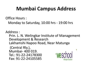 JBIMS - Jamnalal Bajaj Institute of Management Studies MumbaiLocation: Mumbai      Fees: Rs.200000Cut offs:CAT- 99%MAT- N/ANarseeMonjee Institute of Management Mumbai NMIMSLocation: Mumbai      Fees: Rs.700000Cut offs:CAT- N/AMAT- N/A
