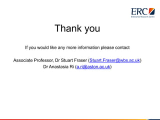 Thank you
If you would like any more information please contact
Associate Professor, Dr Stuart Fraser (Stuart.Fraser@wbs.a...