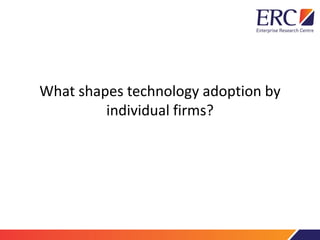 What shapes technology adoption by
individual firms?
 