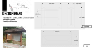 SIGNBOARD03
PLAN
ELEVATION
-Located at the T- junction, which is a prominent location,
suitable for a signage
-Board lacks information.
 