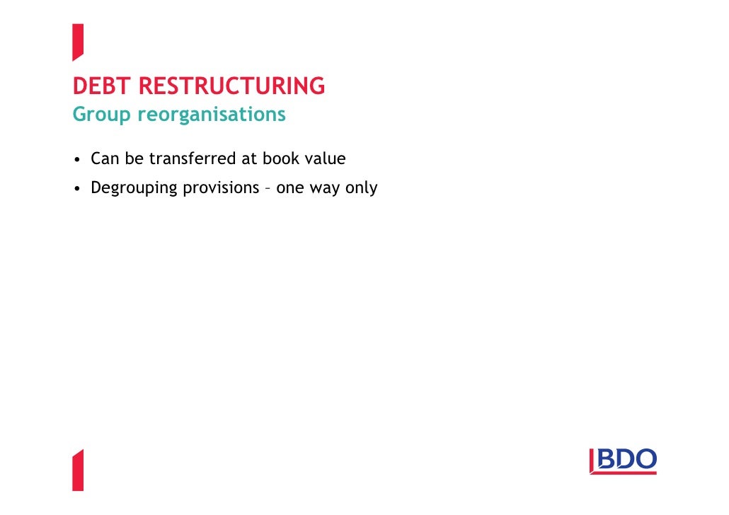 On Top Of Tax Preparing For The Upturn Debt Restructuring Anti Av