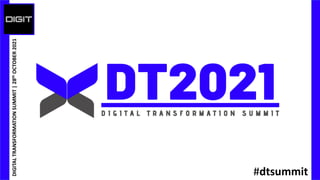 PRESENTS
DISEPTEMBER
2020
DIGITAL
TRANSFORMATION
SUMMIT
|
28
th
OCTOBER
2021
#dtsummit
 