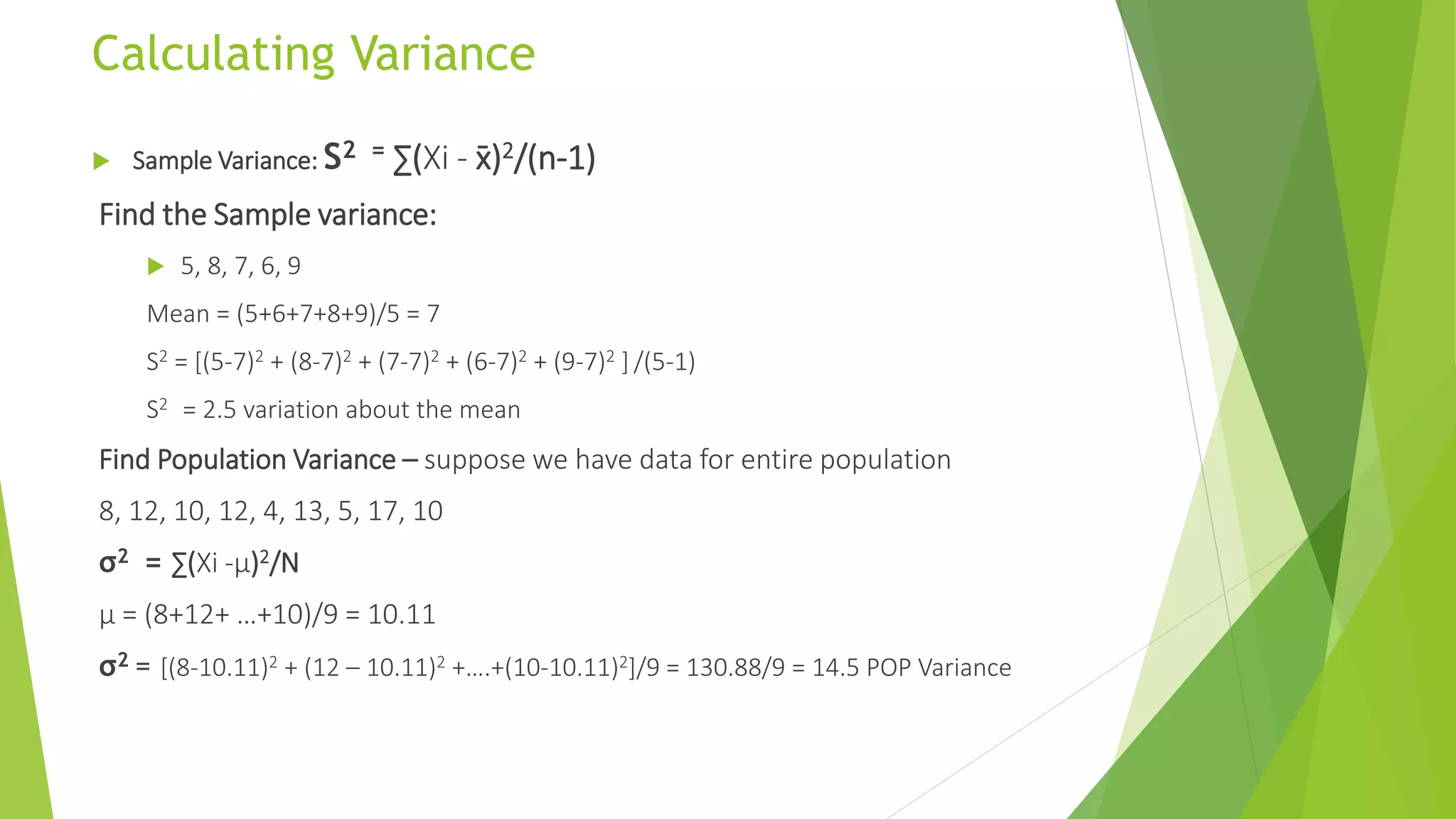 Master statistics 1#7 Population and Sample Variance | PPTX