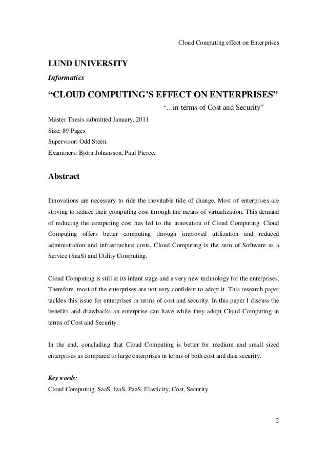 Master thesis cloud computing security