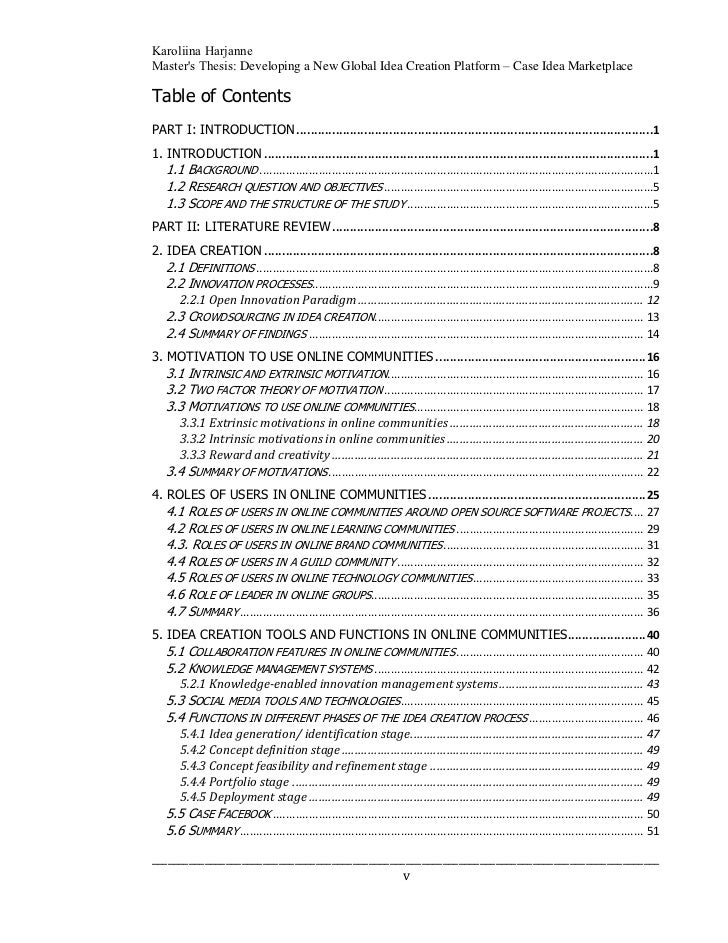 Master thesis development management