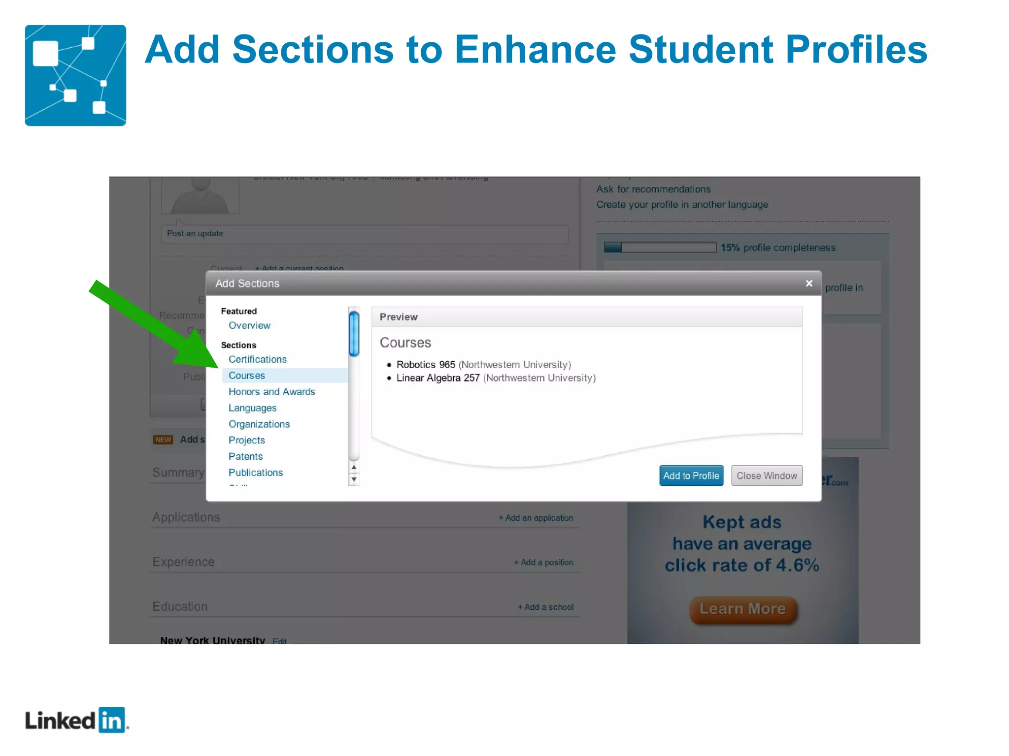 Add Sections to Enhance Student Profiles 