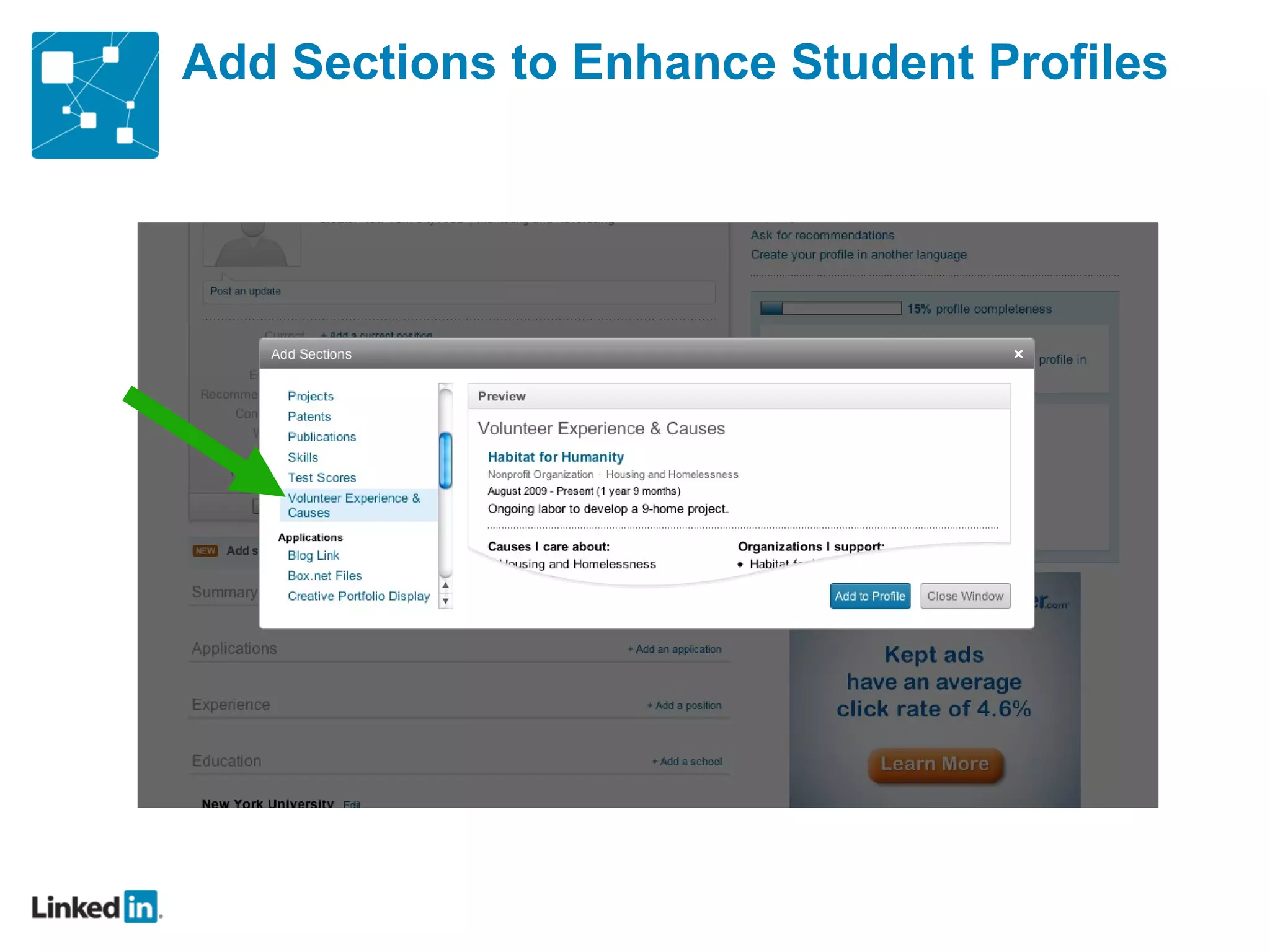 Add Sections to Enhance Student Profiles 