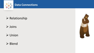 Rw
Data Connections
Logo
 Relationship
 Joins
 Union
 Blend
 