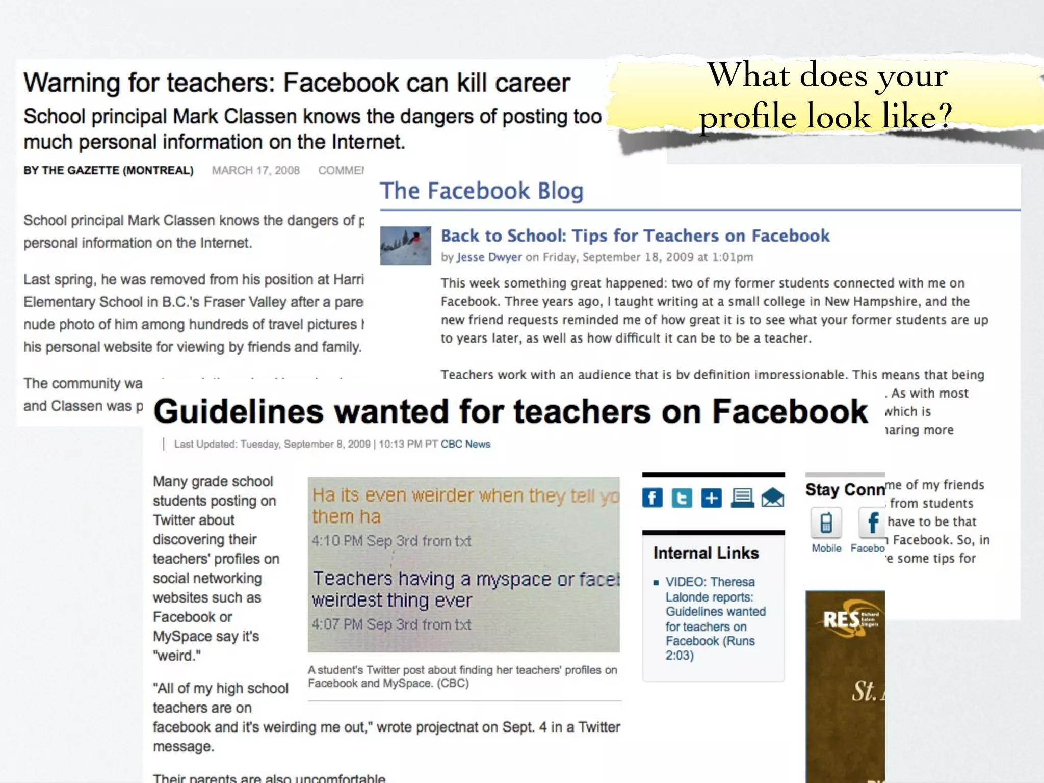 What does your
             proﬁle look like?




My Process
 
