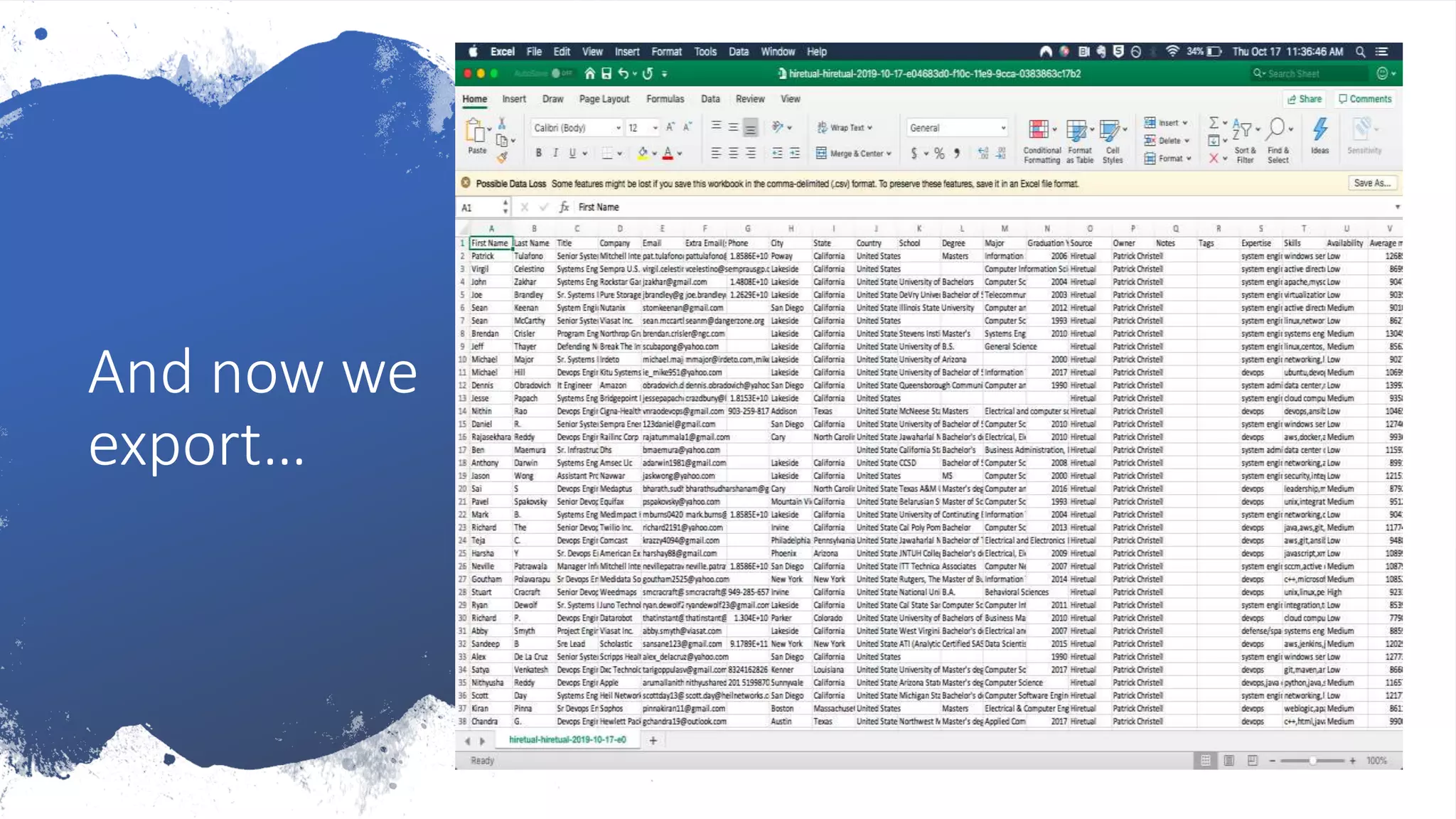 And now we
export…
 