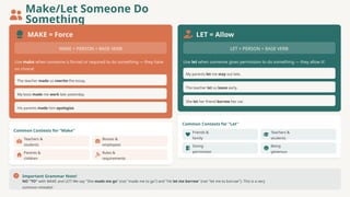 Using Make And Let Causative form, how to use have, get, let and make | PPTX