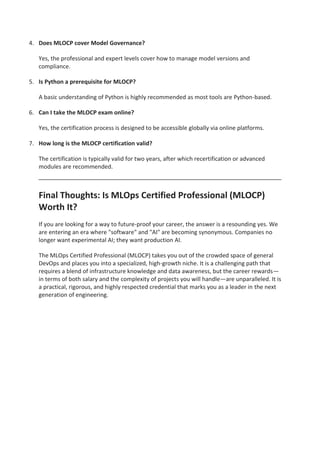 Mastering the MLOps Certified Professional (MLOCP) for AI Deployment | PDF