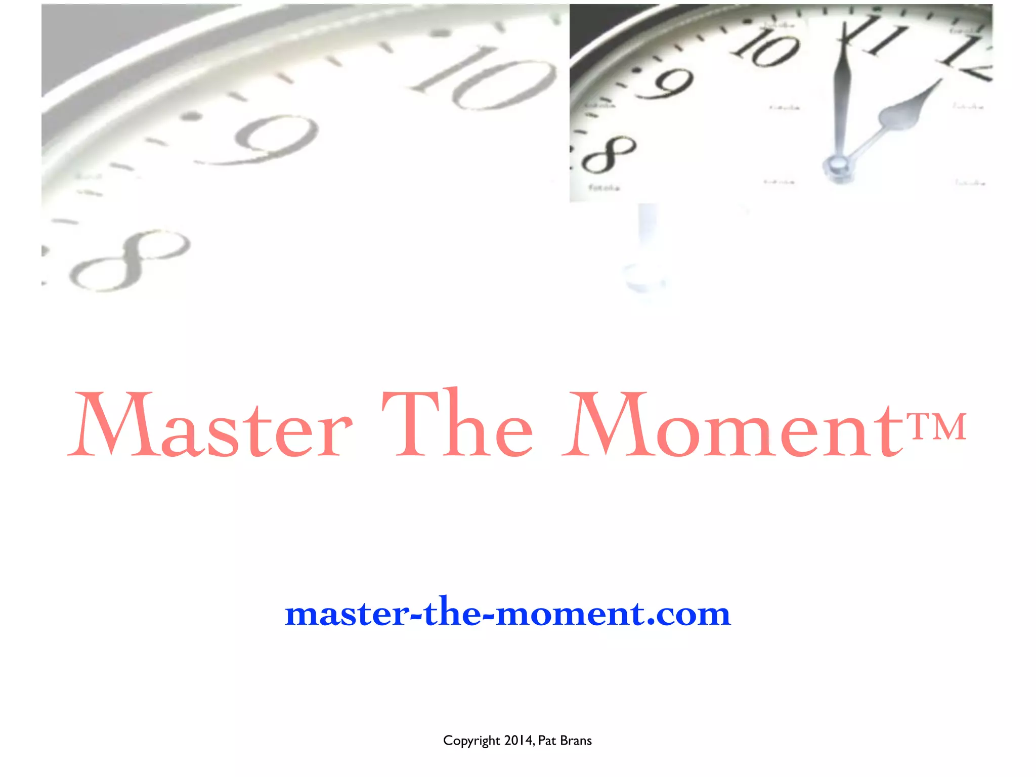 Master The Moment™ 
master-the-moment.com 
Copyright 2014, Pat Brans 
