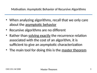 Master Theorem Related to The Algorithm Analysis Course | PPT