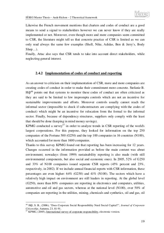 Master thesis corporate social responsibility report