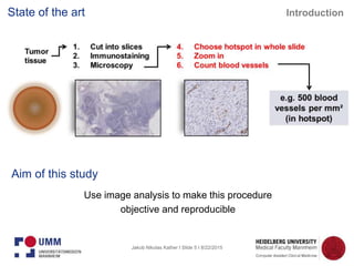 Jakob Nikolas Kather I Slide 5 I 8/22/2015
Aim of this study
Use image analysis to make this procedure
objective and reproducible
State of the art Introduction
 