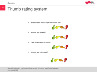 28
Results
Thumb rating system
Mirza Kabiljagic, Institute of Interactive Systems and Data Science
26. Juni 2022
 