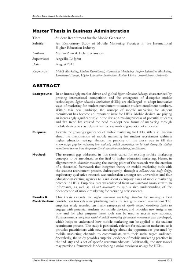 Master thesis recruitment
