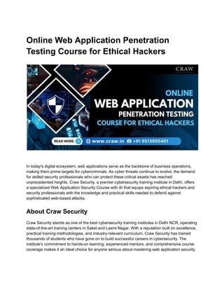 Web Application Security Course Master Web Application Security with Craw Security's Comprehensive ...