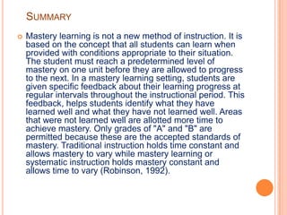 Mastery learning | PPTX
