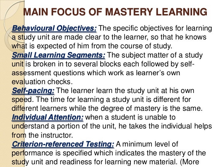Mastery learning
