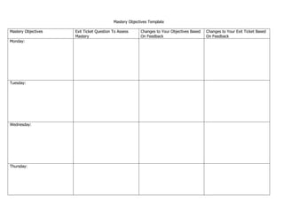 Mastery objective plc protocol