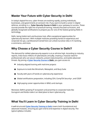 Master Your Future with Cyber Security in Delhi | PPTX