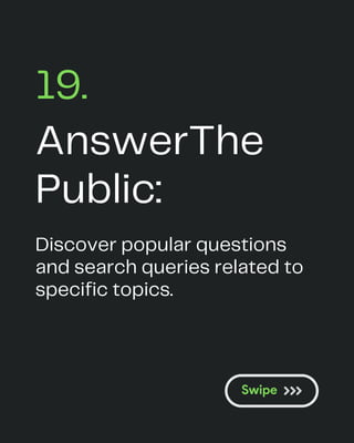 AnswerThe
Public:
19.
Discover popular questions
and search queries related to
specific topics.
 