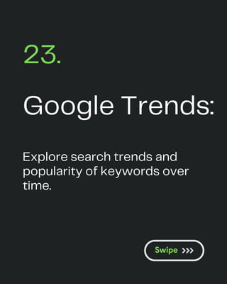 Google Trends:
23.
Explore search trends and
popularity of keywords over
time.
 