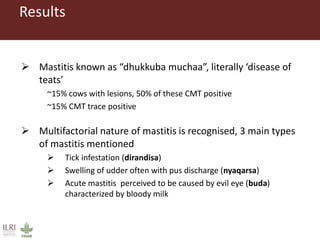 The need for awareness raising on the causes and treatment of mastitis in livestock among pastoralists in southern Ethiopia 