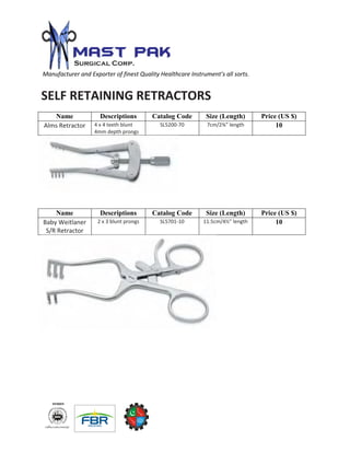 Mini Alms Instrument Mast pak plastic surgery instruments price list | PDF