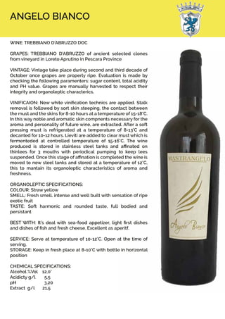 Mastrangelo wine catalogue