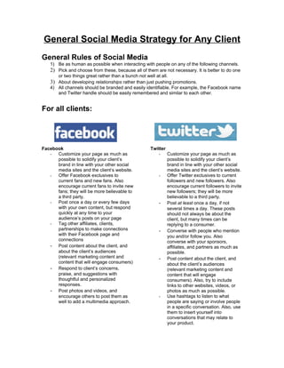 General Social Media Strategy