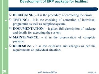 ERP for garments(Application of software in Textile) | PPT