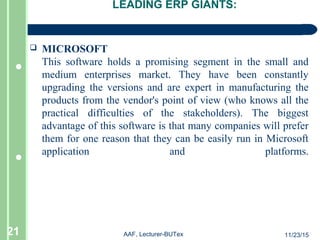 ERP for garments(Application of software in Textile) | PPT