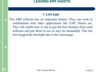 ERP for garments(Application of software in Textile) | PPT