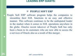 ERP for garments(Application of software in Textile) | PPT