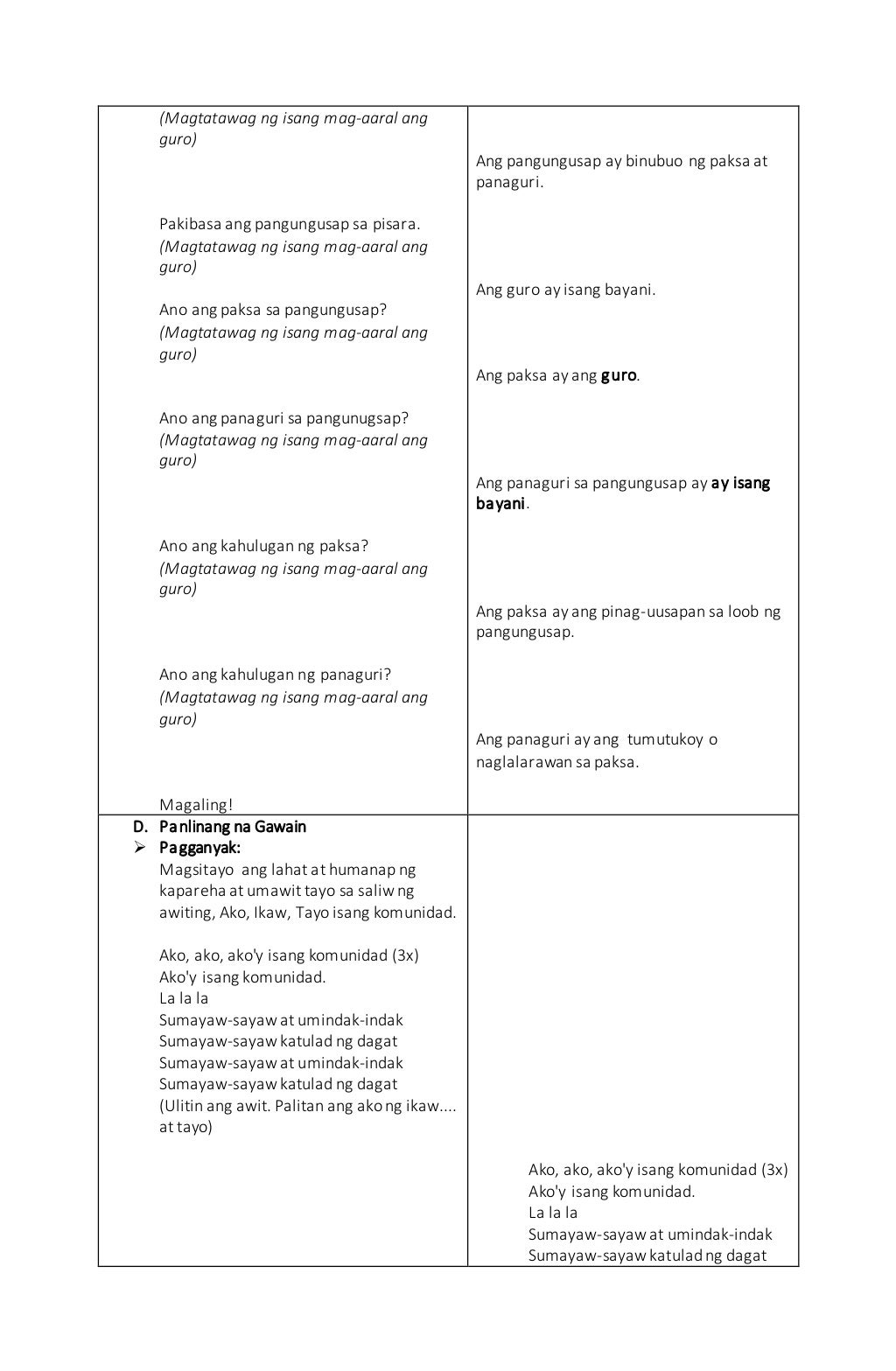 Masusing Banghay Aralin sa Filipino (Detailed lesson plan in Filipino…