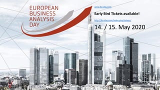 www.ba-day.com
Early Bird Tickets available!
http://ba-day.com/index.php/tickets/
14. / 15. May 2020
 
