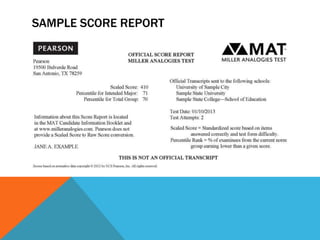SAMPLE SCORE REPORT
 