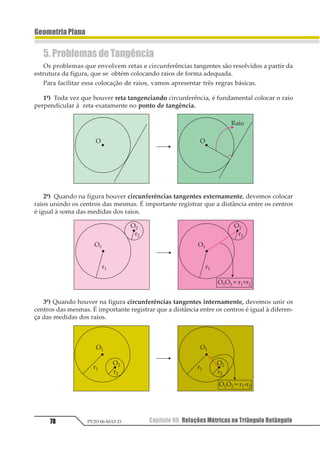 ⇒ = = =
A razão de semelhança é 2
1
2
3
4
1
2
5 1 67
3
4
5 3 68
= ⇒
= ⇒ =
= ⇒ =
1
2
33
4
33
Resposta: A razão de semelhança é 2 e os outros
dois lados do ∆PTN medem 10 cm e 14 cm.
02.UmtriânguloABCtemosladosAB=12m,
AC=13meBC=15m.Areta 12
↔
paralelaaolado
BC do triângulo determina um triângulo ADE,
emqueDE=5cm.CalcularADeAE.
Resolução
AB = 12 AC = 13
BC = 15 DE = 5
Calcular
AD = x AE = y
123 3 45 612 645
7
89


8
 