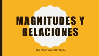 MAGNITUDES Y
RELACIONES
Zaira Mayari Castañeda Pichardo
 