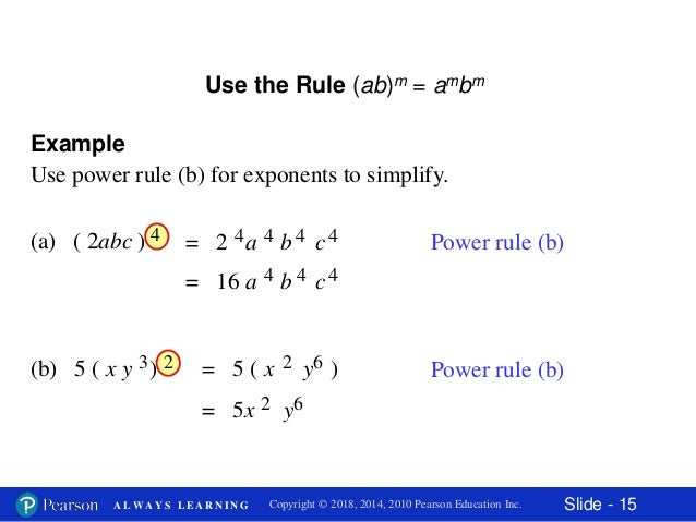 Mat 092 section 12.1 the power and product rules for exponents