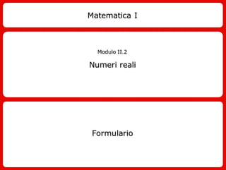 Formulario Numeri Reali - Mat1 II2